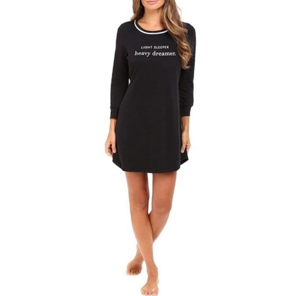 Kate Spade Intimates Light Sleeper Heavy Dreamer‎ Night Shirt Black White Trim